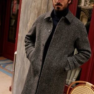 Men's Gray Herringbone Coat